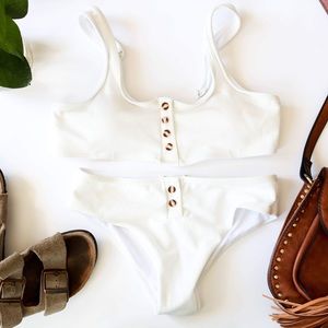 White Ribbed Bikini